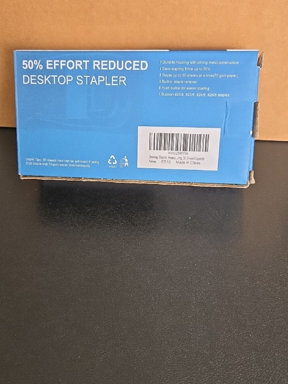 Black Desktop Stapler - 50% Effort Reduced, 50-Sheet Capacity - Picture 5 of 5